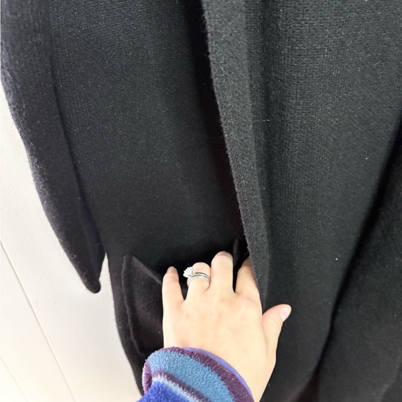 Keniston black heavy weight cardigan sweater duster jacket open size M hooded - Picture 2 of 5